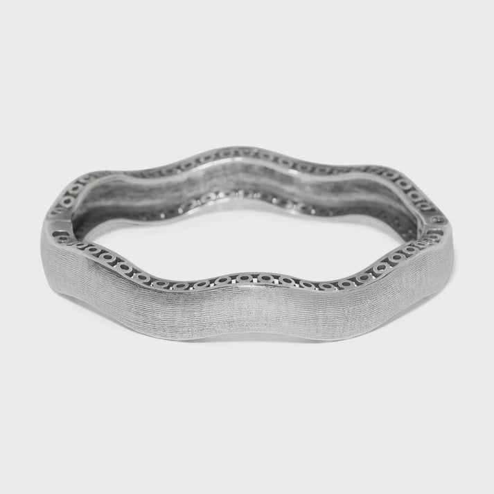 Inner Circle Wide Hinged Bangle Silver