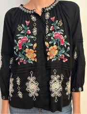 Pintuck Raglan Button Up Sunnie Black