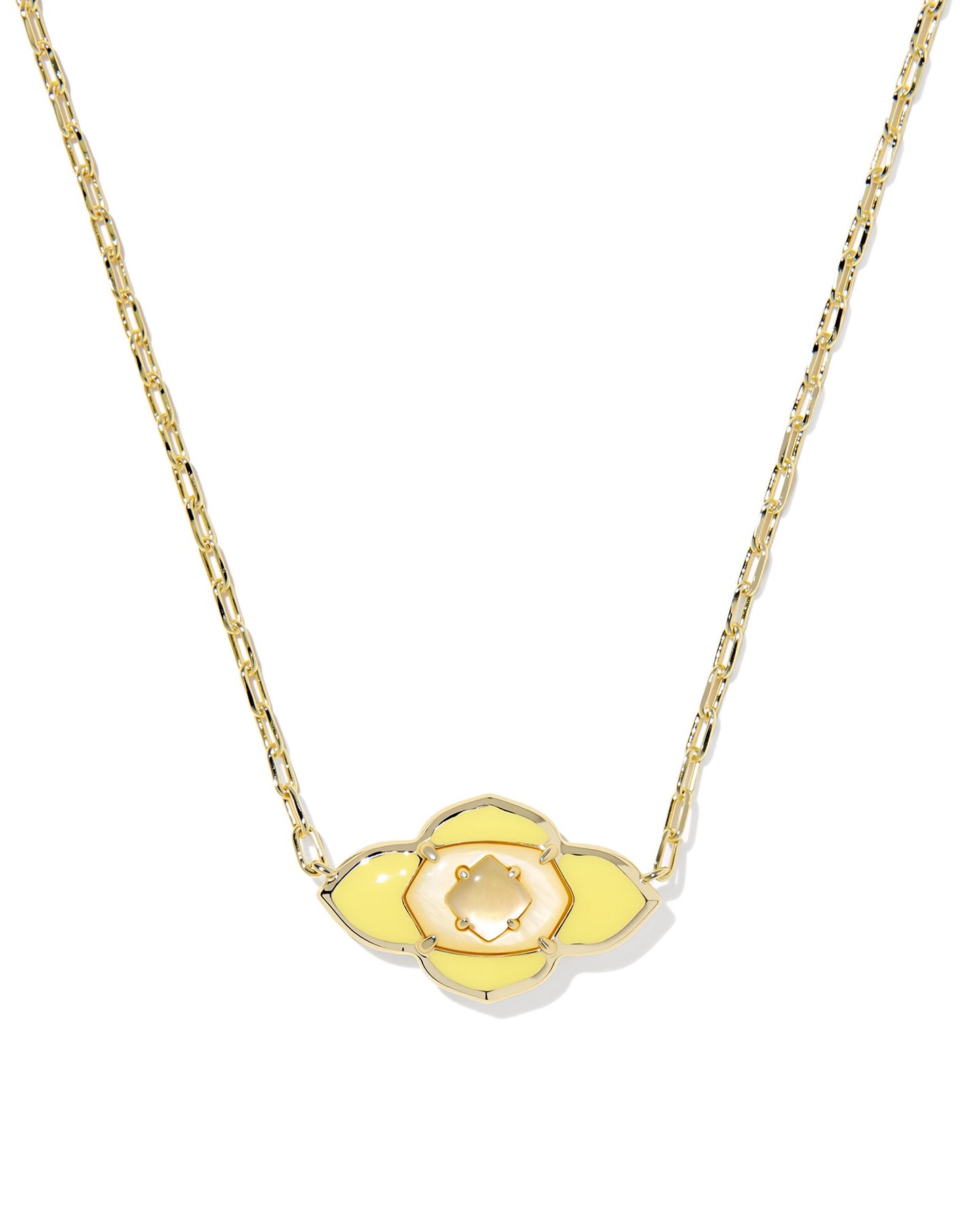 Abbie Medallion Short Pendant Necklace Gold Yellow Mix