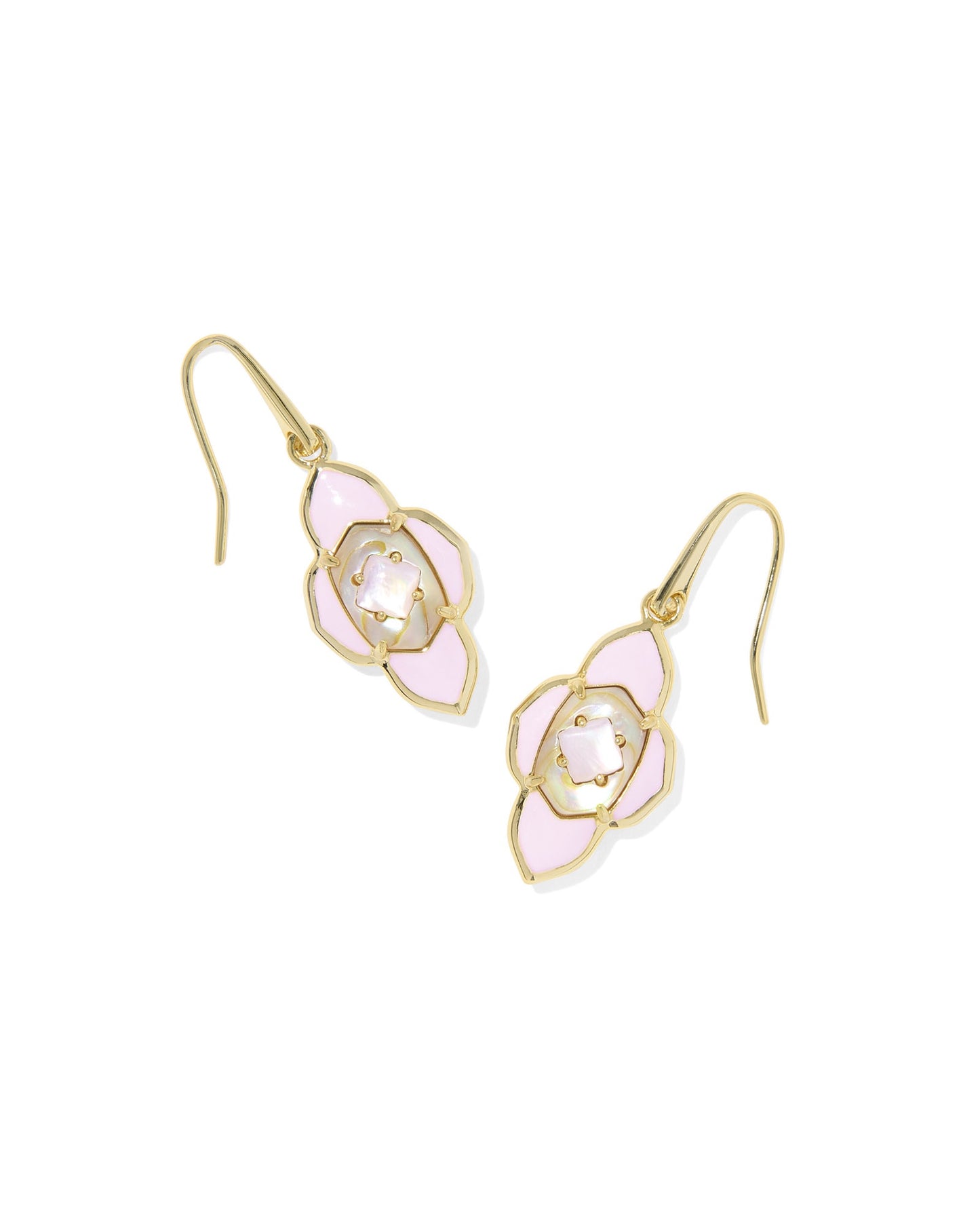 Abbie Medallion Small Drop Earrings Gold Pink Mix