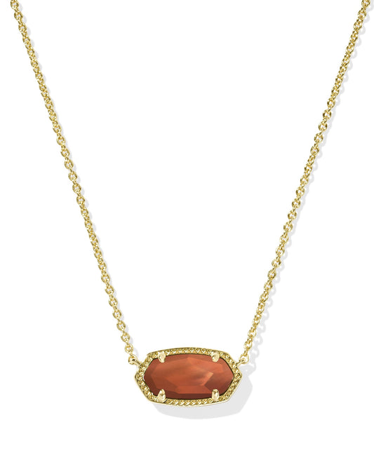 Elisa Pendant Necklace Gold Burnt Orange MOP
