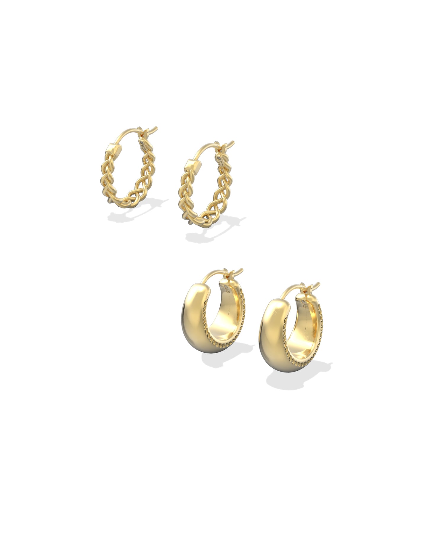 Gabriella Set of Huggie Earrings Gold