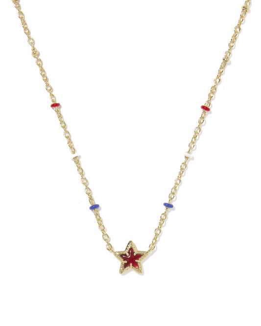 Mini Cassidy Short Pendant Necklace Gold Red Illusion