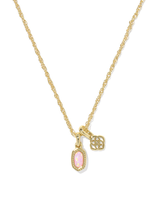 Mini Elisa Dira Necklace Gold Light Pink Lab Grown Opal