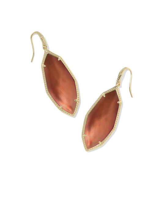 Ophelia Drop Earrings Gold Burnt Orange MOP