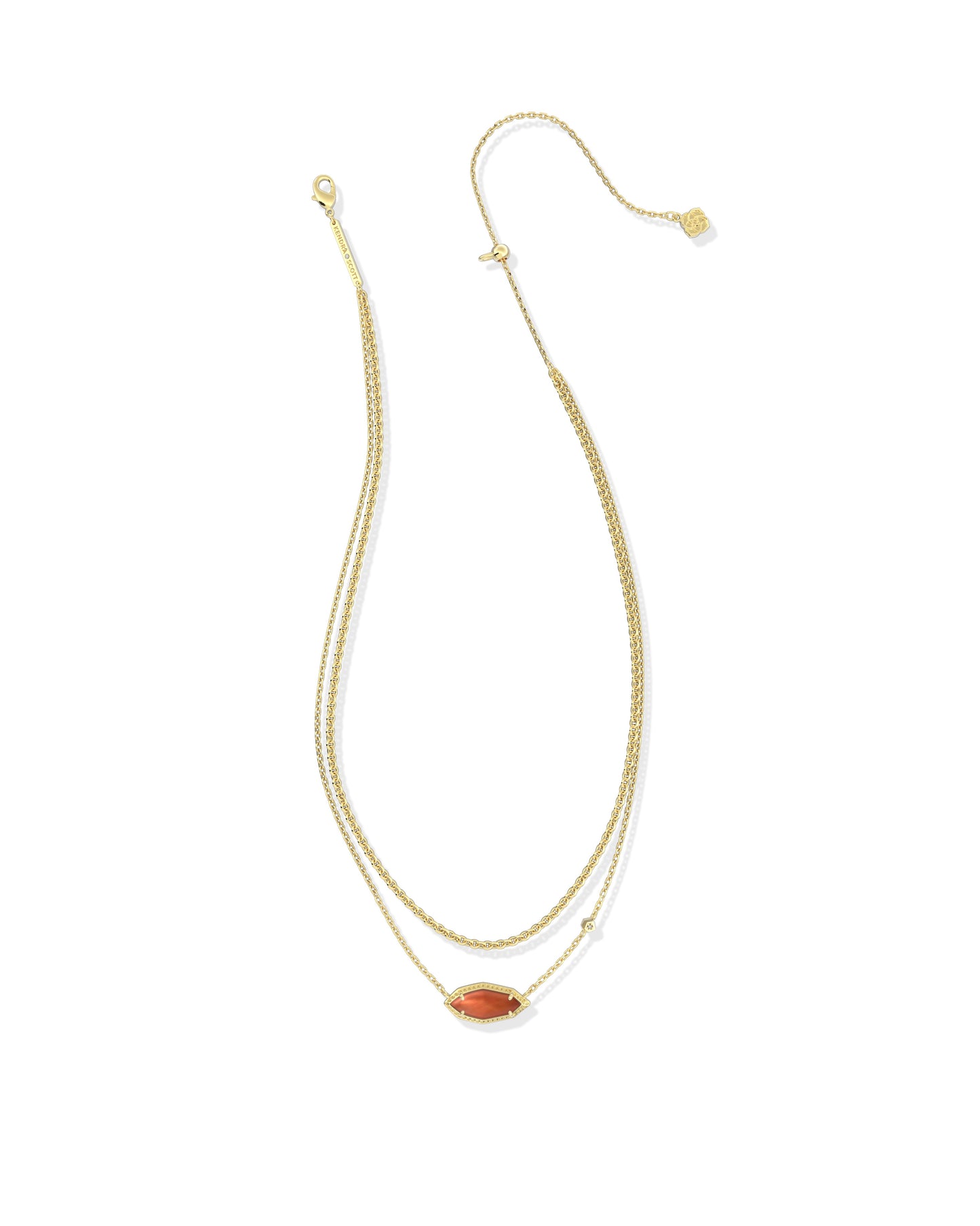 Ophelia Multi Strand Necklace Gold Burnt Orange MOP