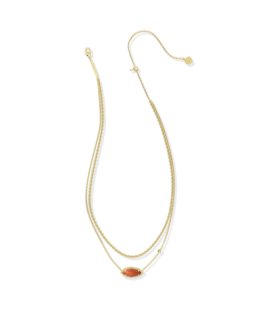 Ophelia Multi Strand Necklace Gold Burnt Orange MOP