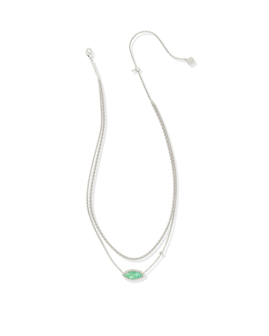Ophelia Multi Strand Necklace Silver Mint Iridescent Abalone