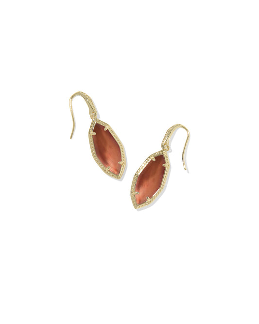 Ophelia Small Drop Earrings Gold Burnt Orange MOP