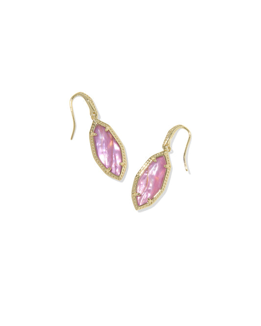 Ophelia Small Drop Earrings Gold Light Mauve Illusion