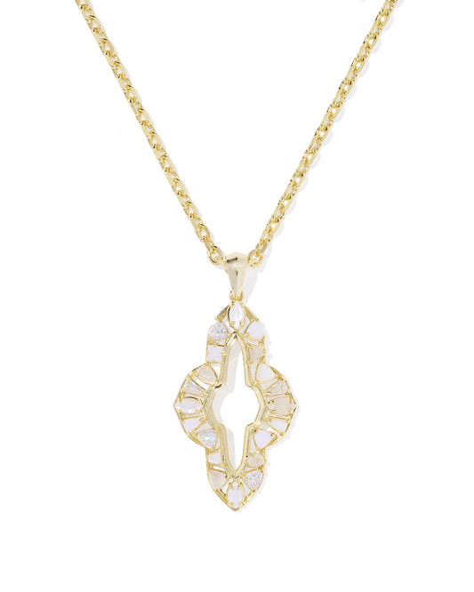 Abbie Crystal Long Pendant Necklace Gold Neutral Mix