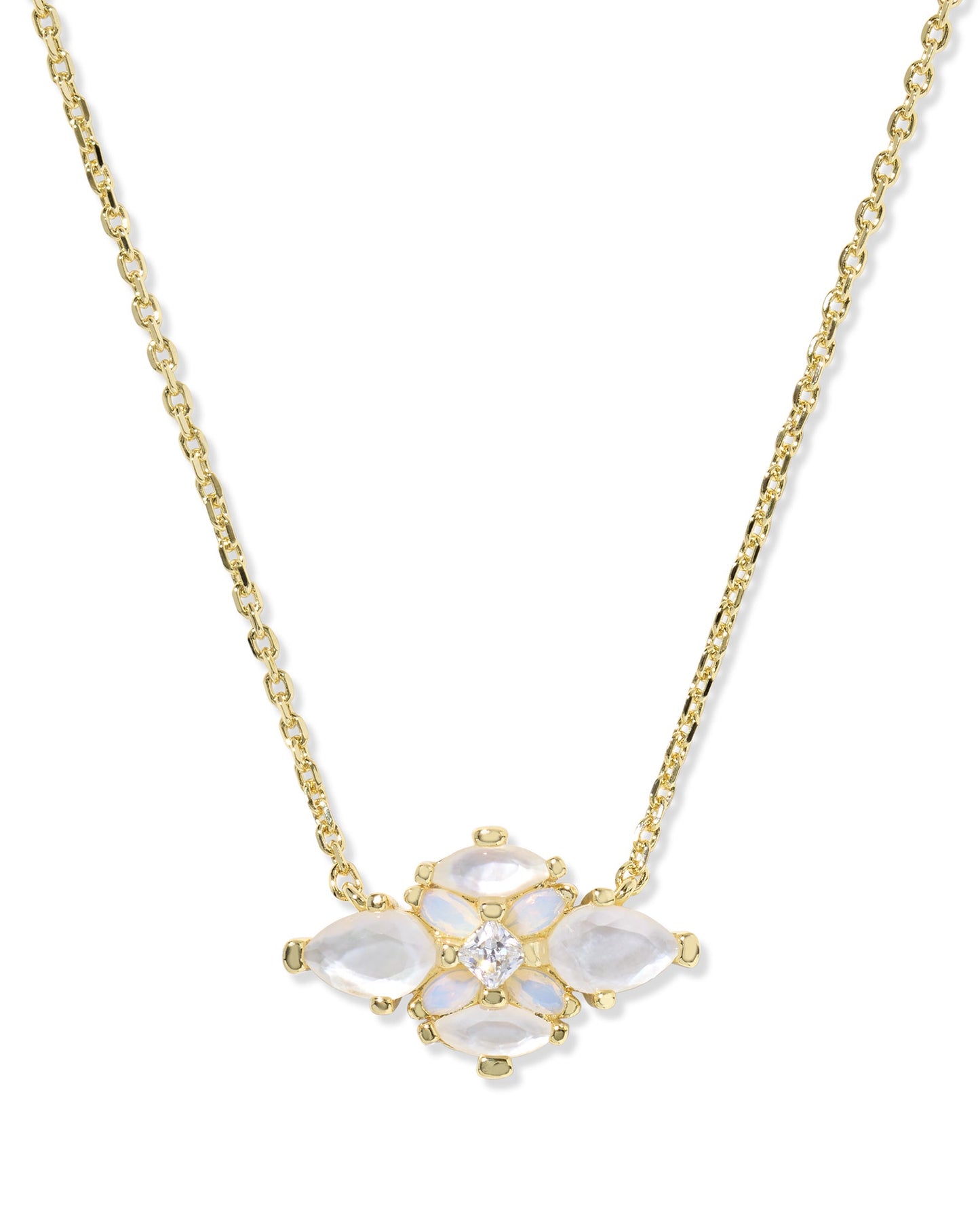 Abbie Crystal Short Pendant Necklace Gold Neutral Mix