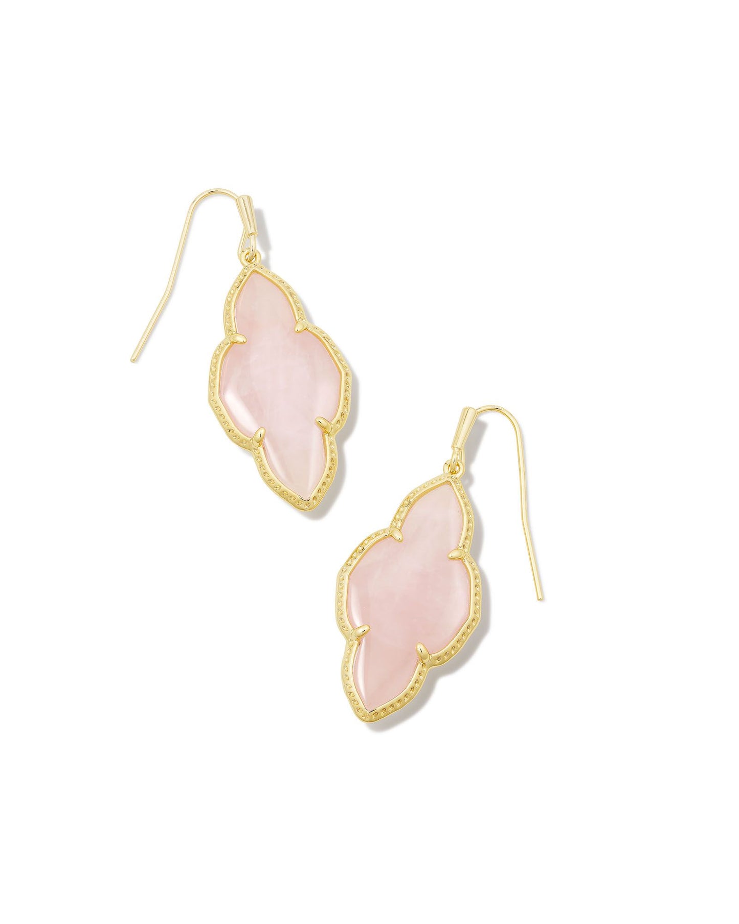 Abbie Drop Earrings Gold Rose Quartz