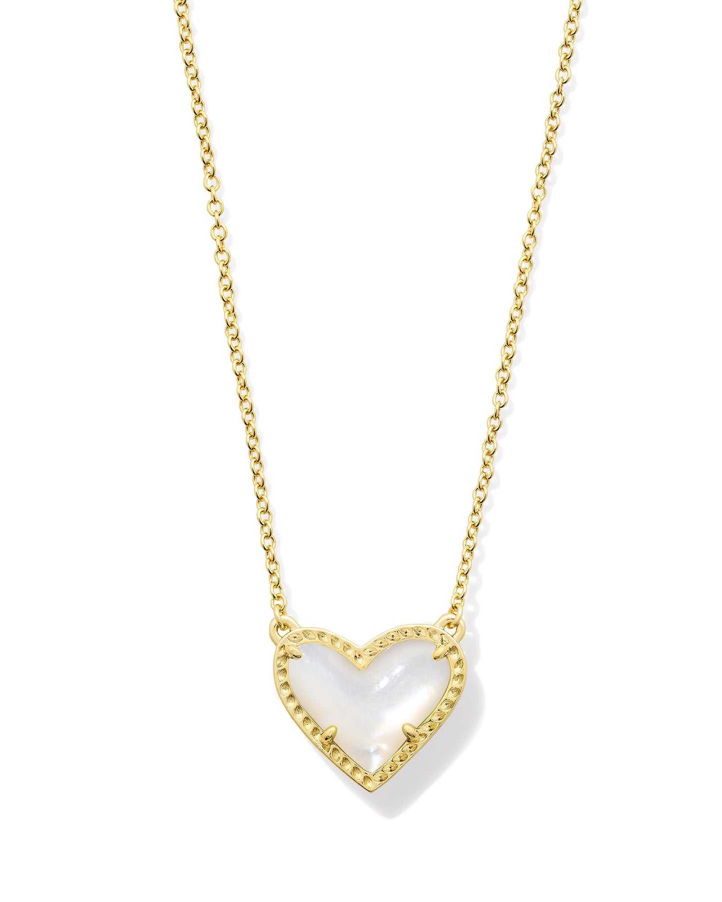 Ari Heart Short Pendant Necklace Gold Ivory MOP