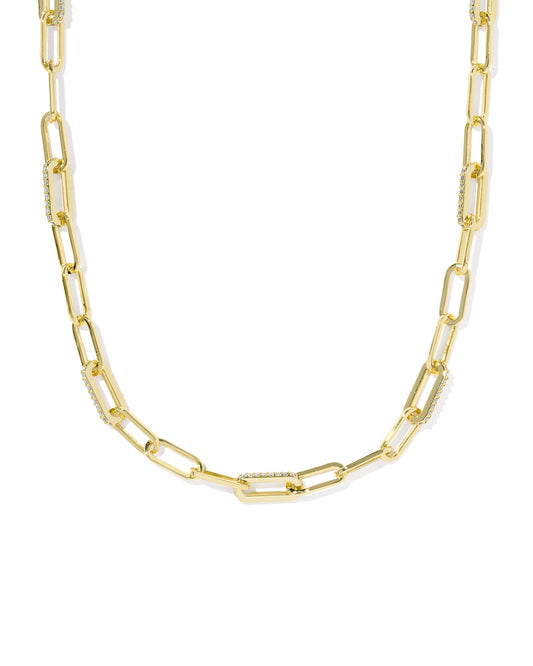 Bella Chain Necklace Gold White CZ