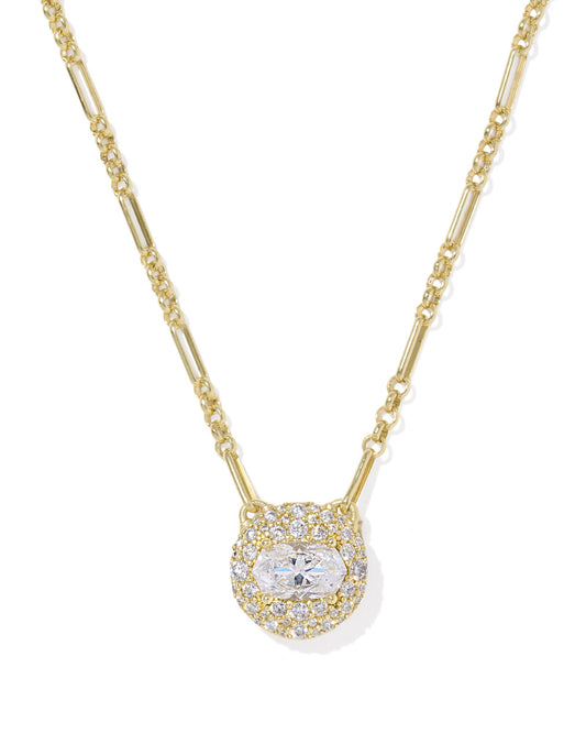 Bella Short Pendant Necklace Gold White CZ