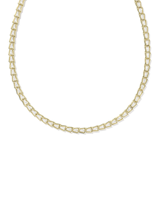 Bella Tennis Necklace Gold White CZ