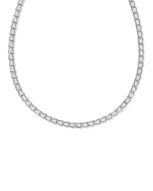 Bella Tennis Necklace Silver White CZ