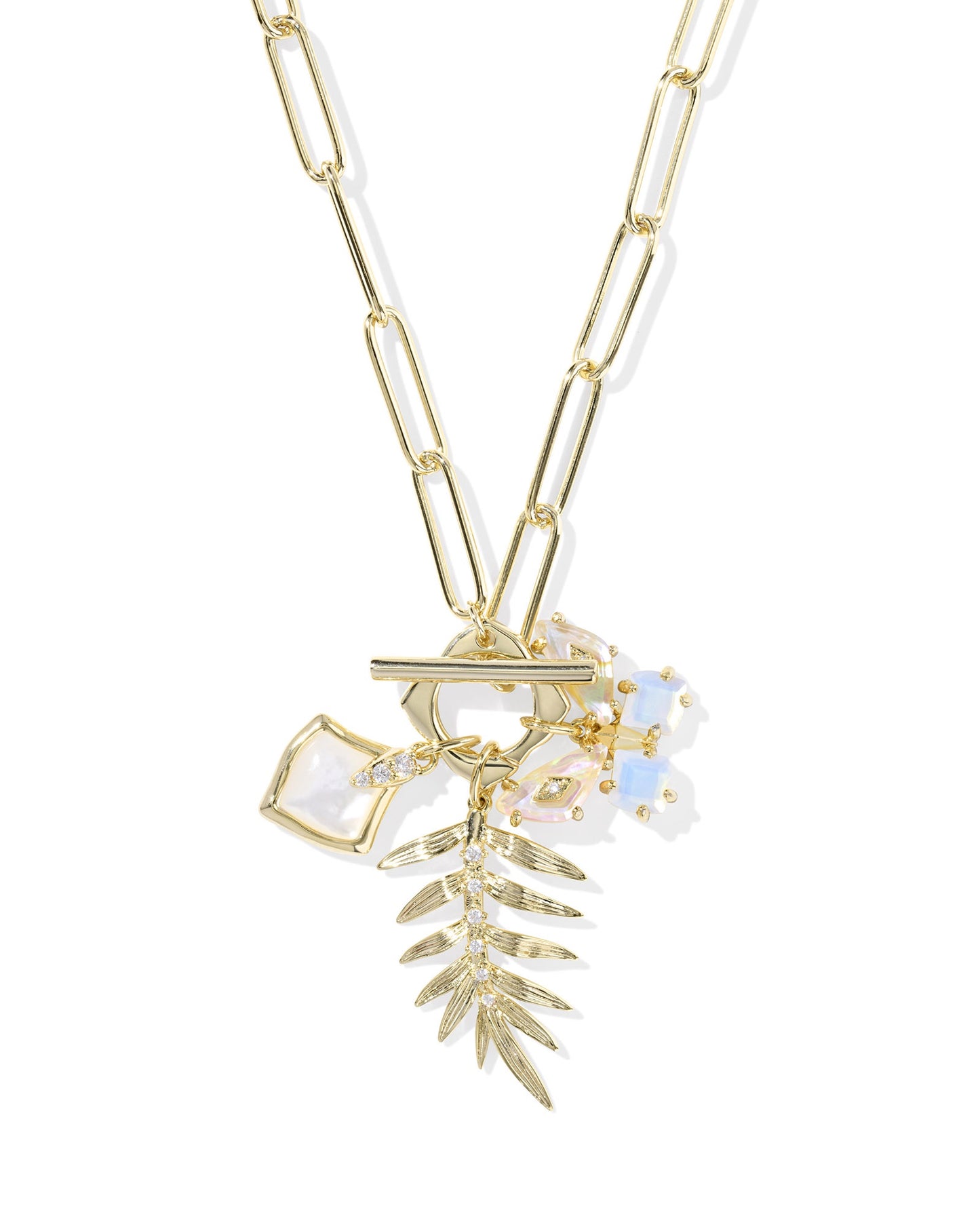Bianca Butterfly Charm Necklace Gold Iri White Mix