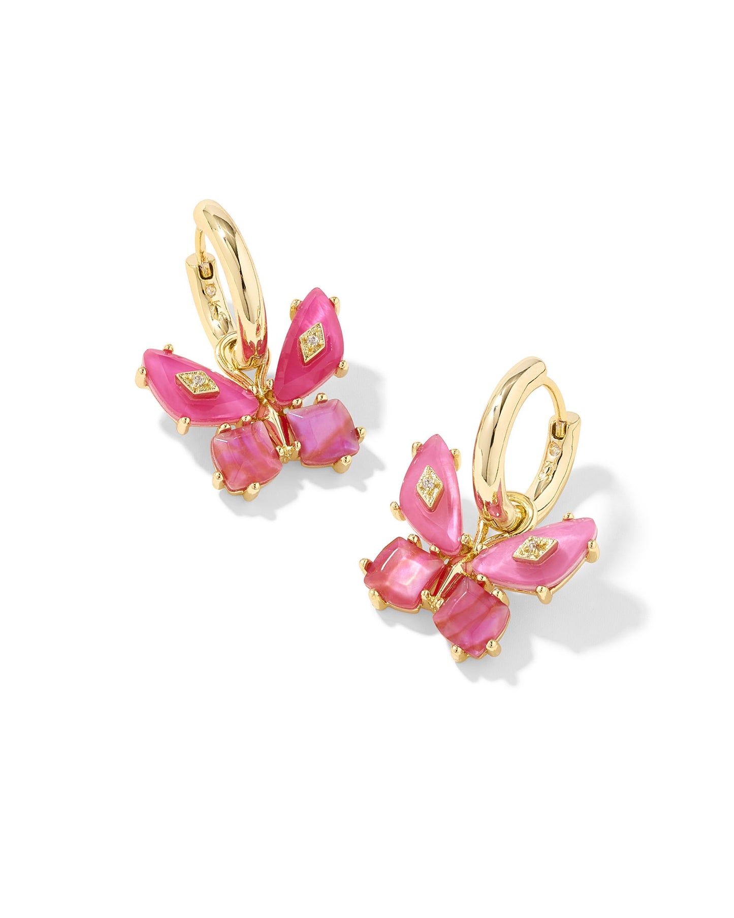 Bianca Butterfly Gold Huggie Earrings Gold Pink Mix