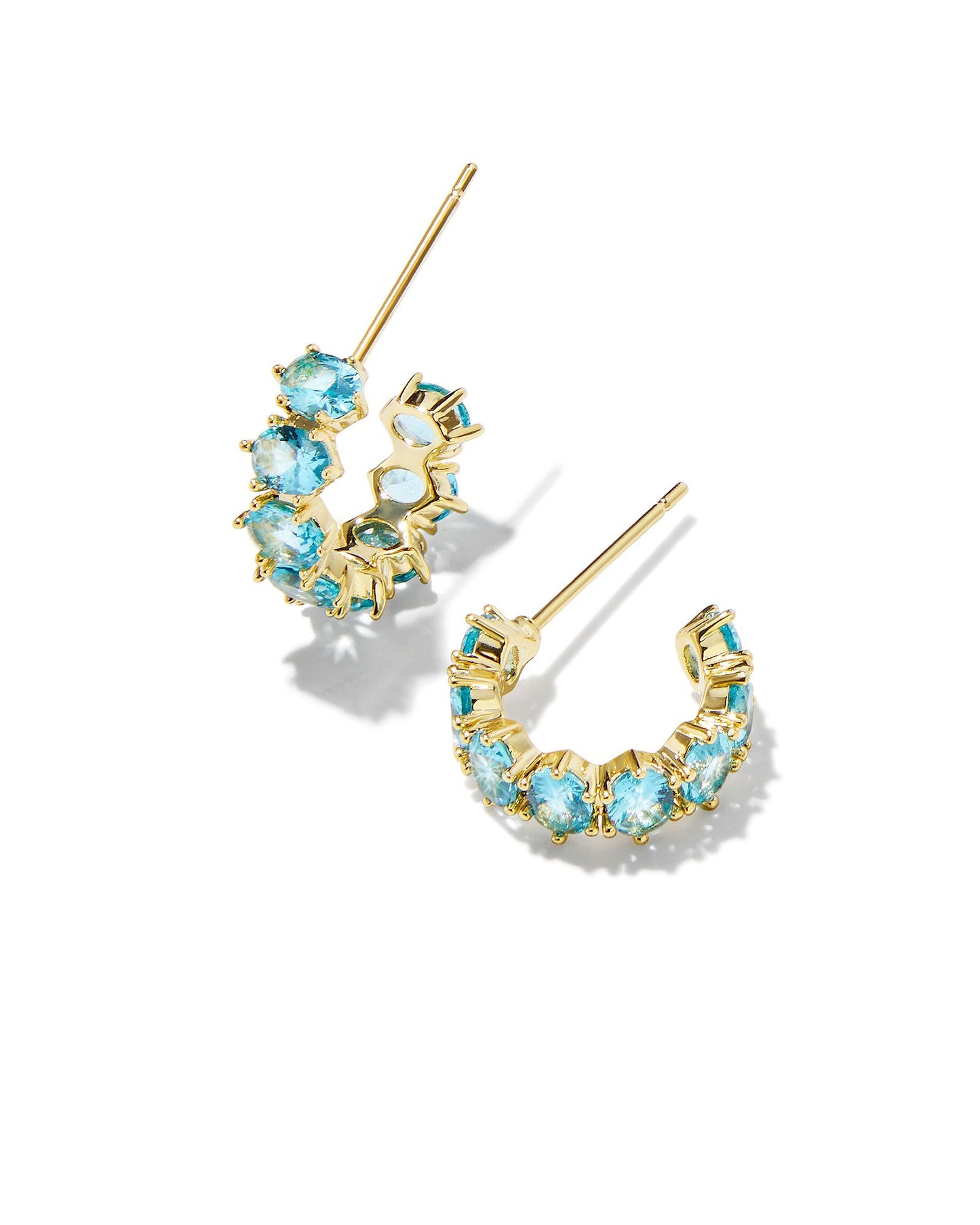 Cailin Crystal Huggie Earrings Gold Aqua Crystal