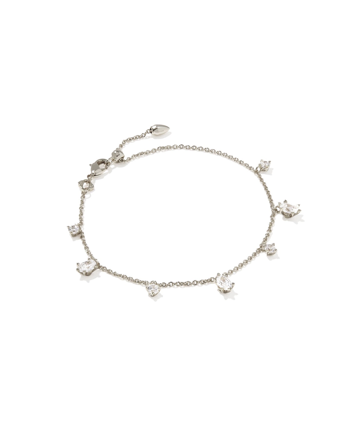 Cailin Delicate Chain Bracelet Silver White CZ