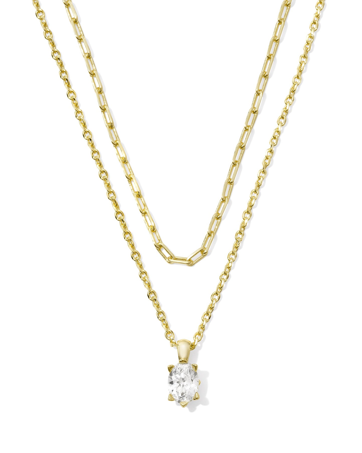 Cailin Multi Strand Necklace Gold White Crystal