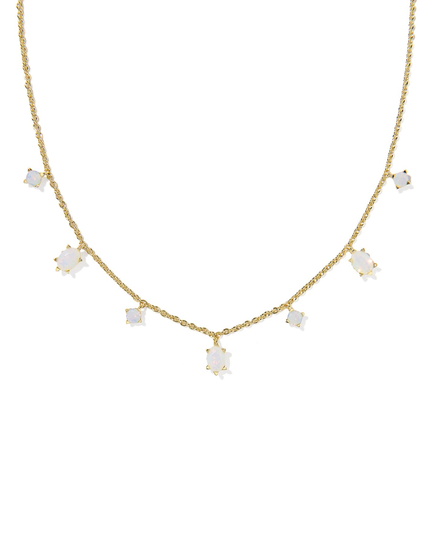 Cailin Delicate Strand Necklace Gold White Iri Crystal