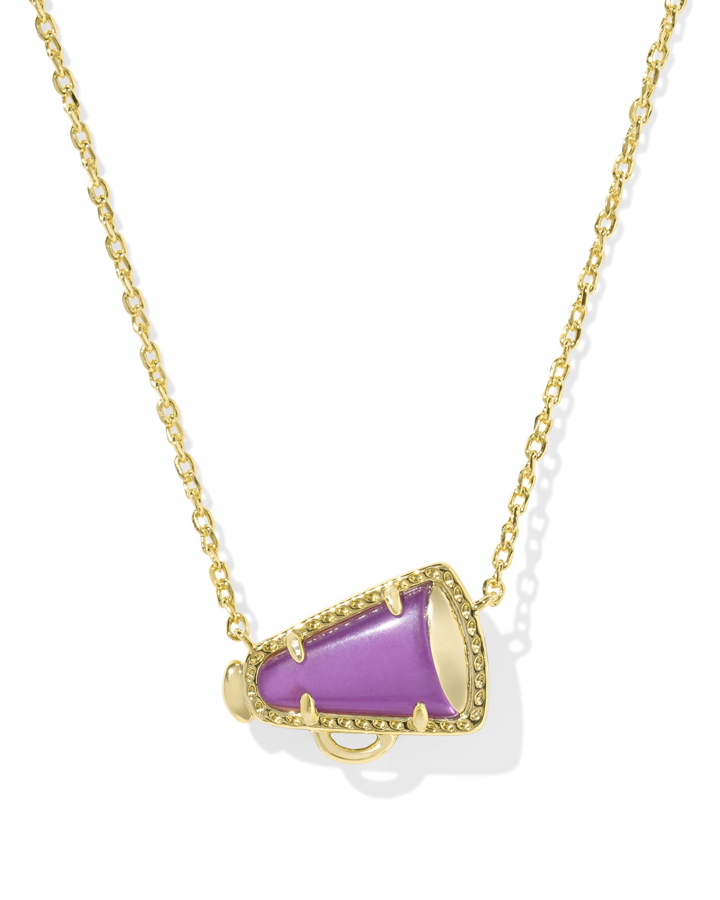Cheer Short Pendant Necklace Gold Purple MOP
