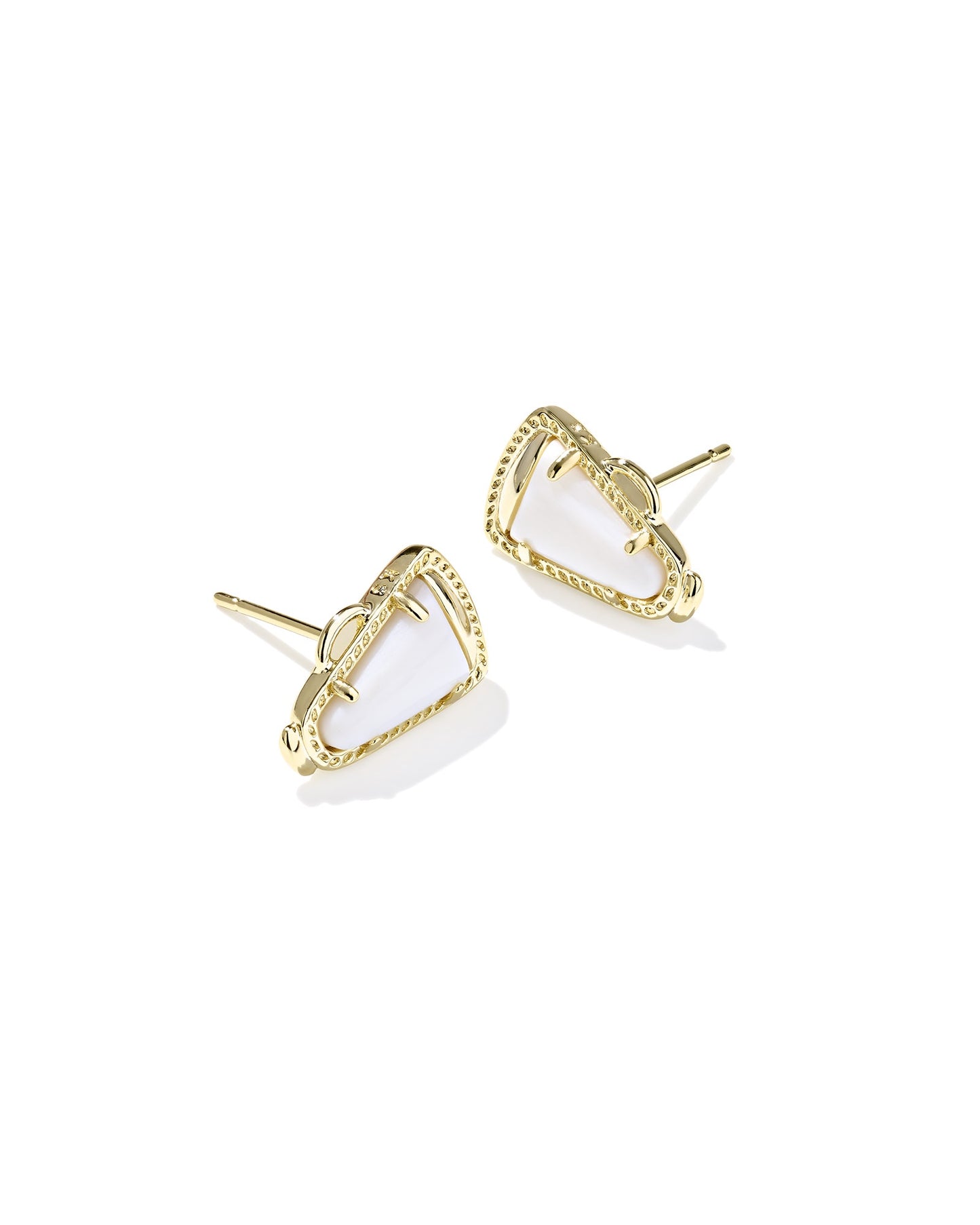 Cheer Stud Earrings Gold White MOP