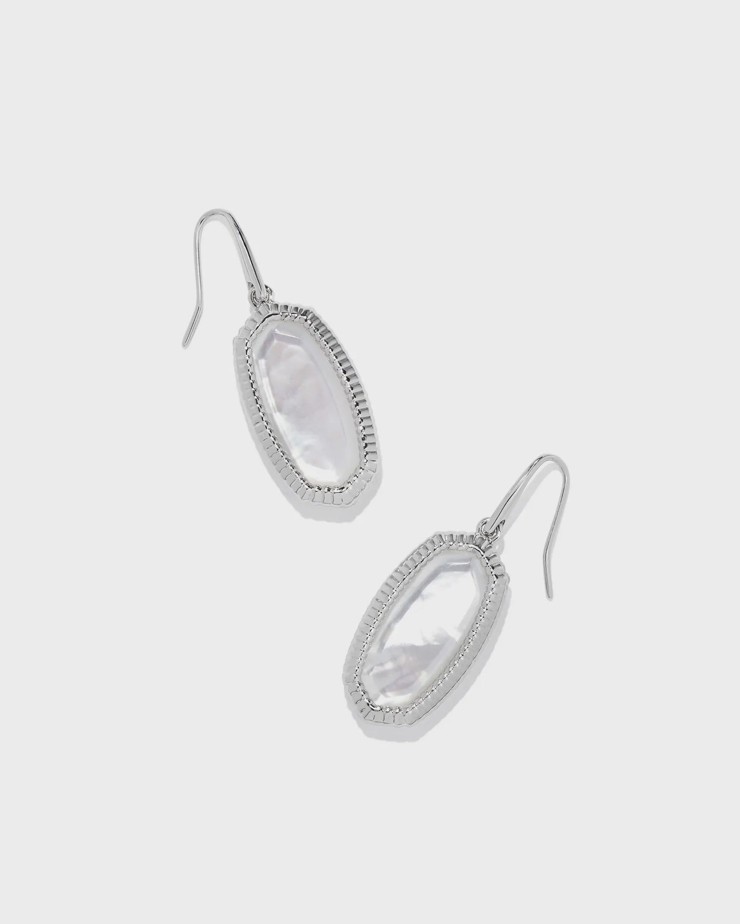 Dani Ridge Frame Drop Earrings Silver Mother of Pearl