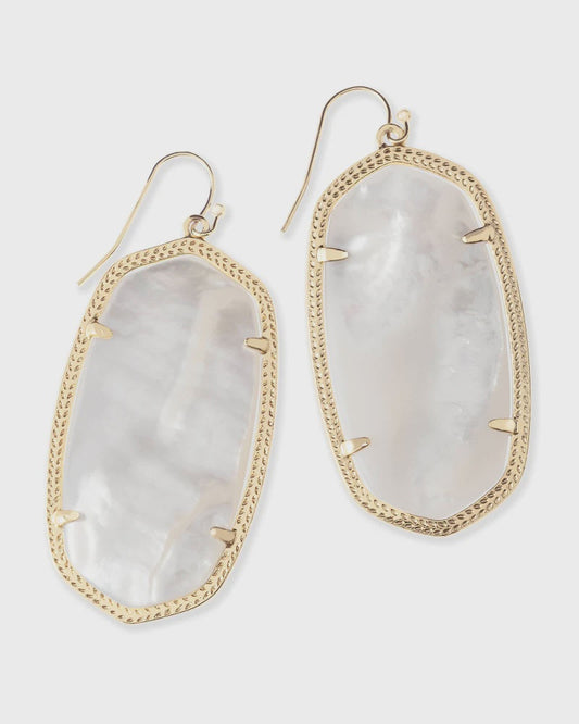 Danielle Statement Earrings Gold Ivory Mother of Pearl