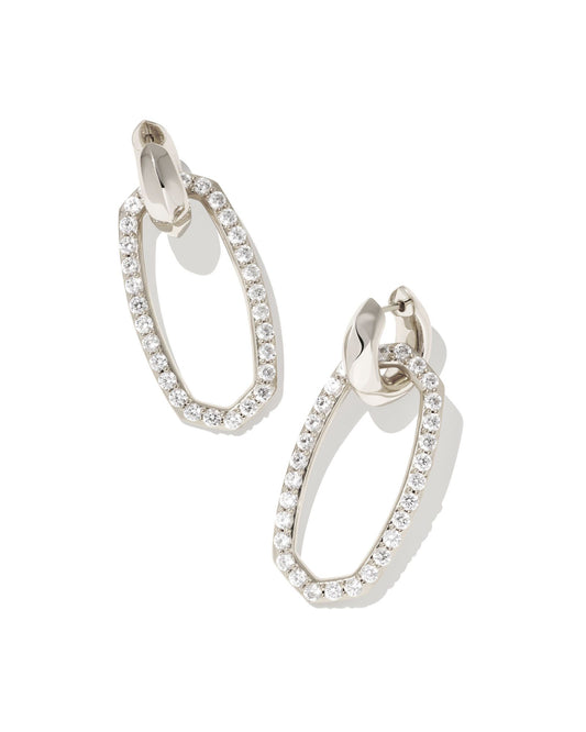 Danielle Link Earrings Silver White Crystal
