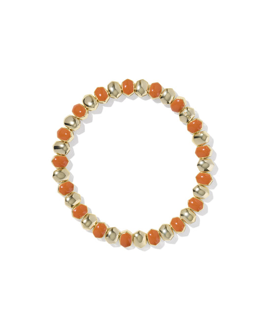 Daphne Enamel Stretch Bracelet Gold Dark Orange