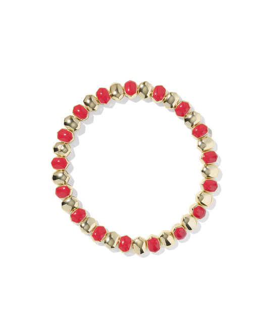 Daphne Enamel Stretch Bracelet Gold Red