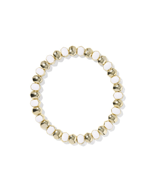 Daphne Enamel Stretch Bracelet Gold White