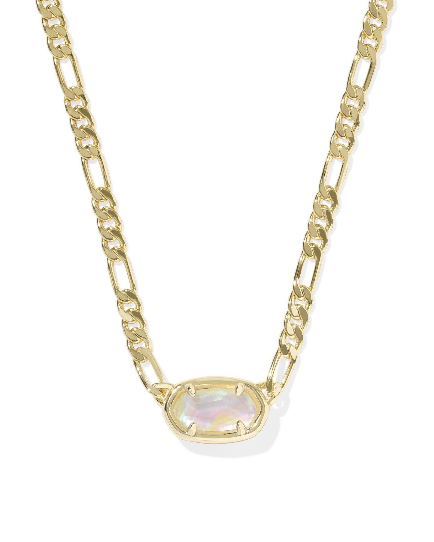 Elisa Figaro Chain Short Pendant Necklace Gold Iri Abalone