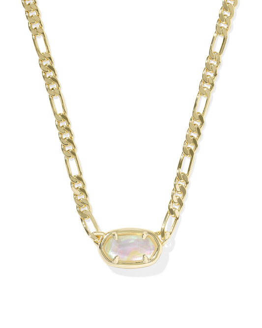 Elisa Figaro Chain Short Pendant Necklace Gold Iri Abalone