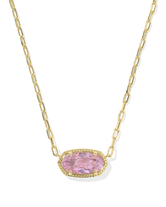 Elisa Luxe Short Pendant Necklace Gold Light Pink CZ