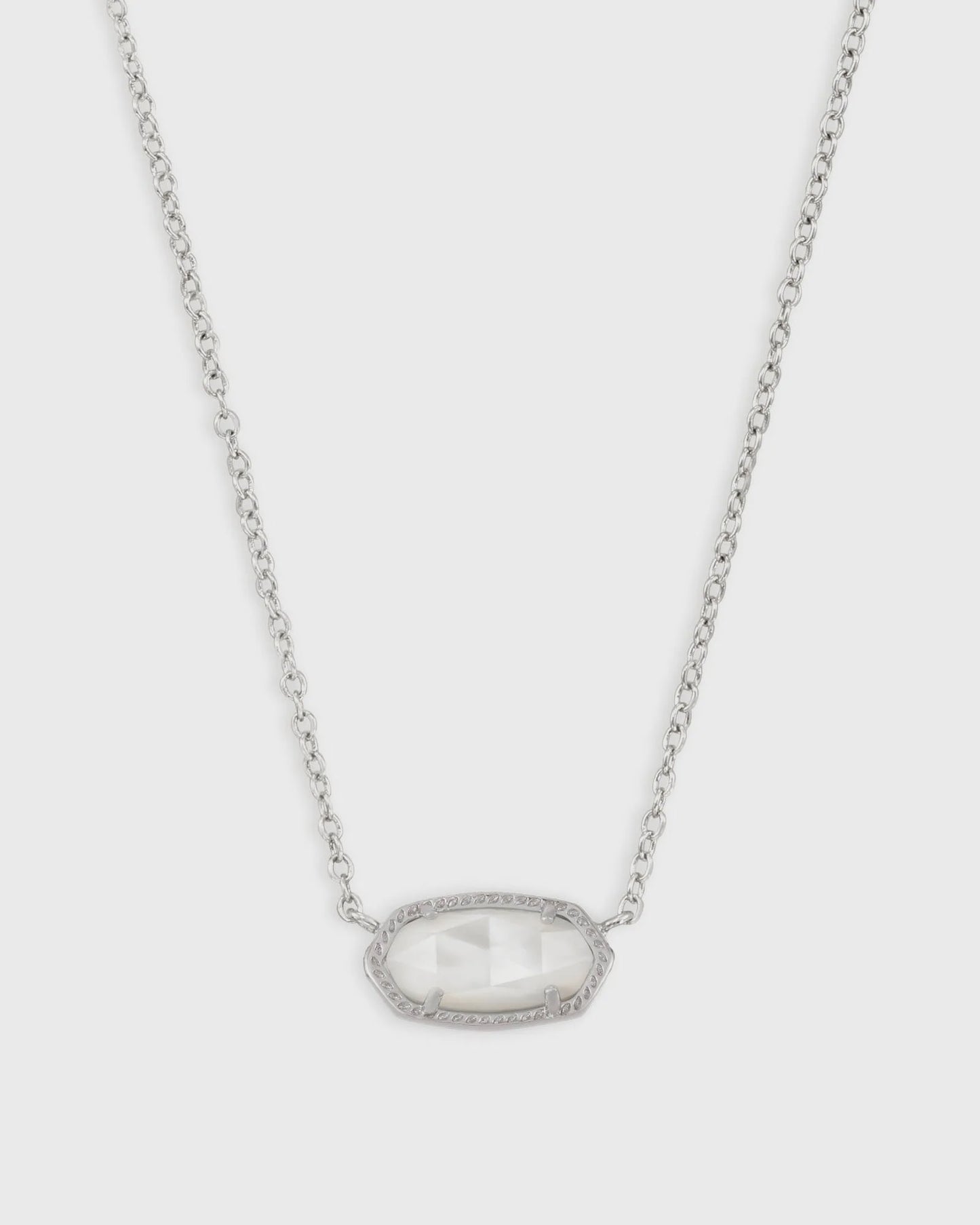 Elisa Short Pendant Necklace Silver Ivory Mother of Pearl