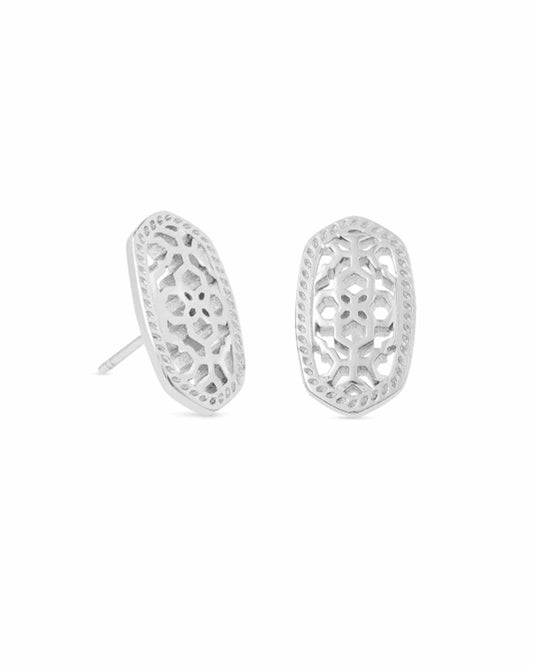 Ellie Stud Earrings Silver Filigree