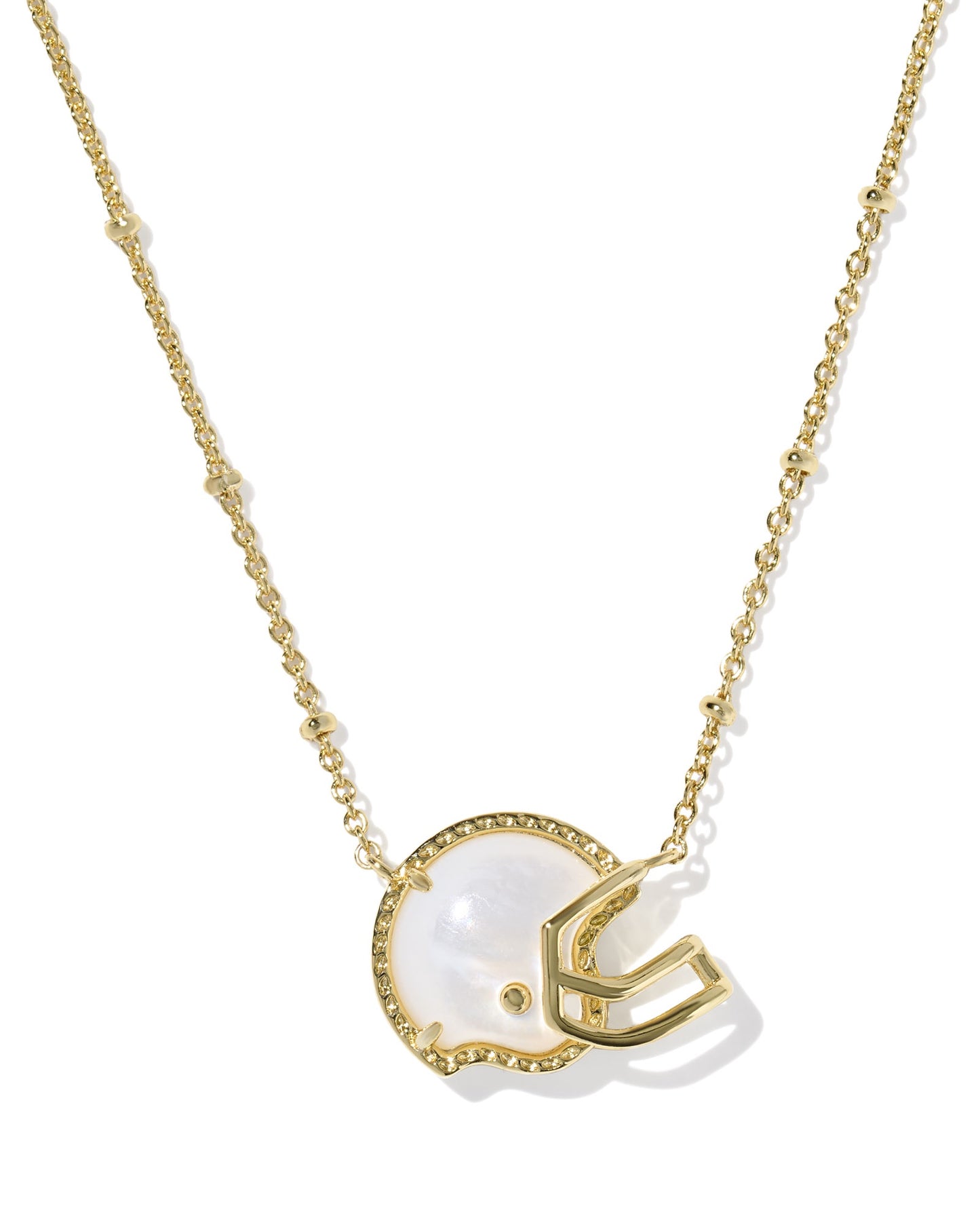 Football Helmet Short Pendant Necklace Gold Ivory MOP
