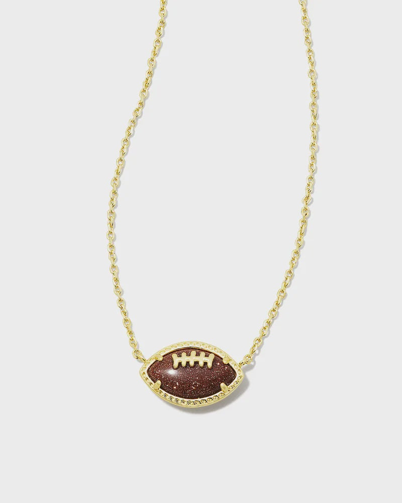 Football Short Pendant Necklace Gold Orange Goldstone