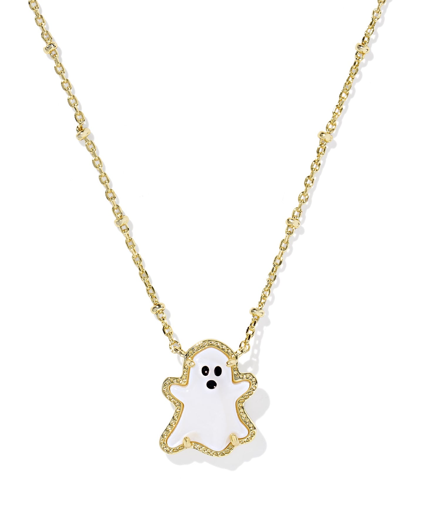 Ghost Short Pendant Necklace Gold White MOP