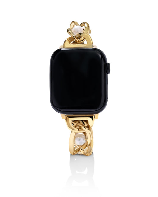 Giselle Watch Band Gold White Pearl