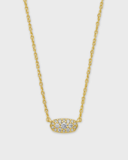 Grayson Crystal Pendant Necklace Gold White CZ