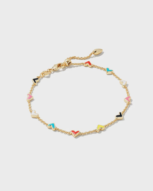 Haven Heart Delicate Chain Bracelet Gold Multi Mix