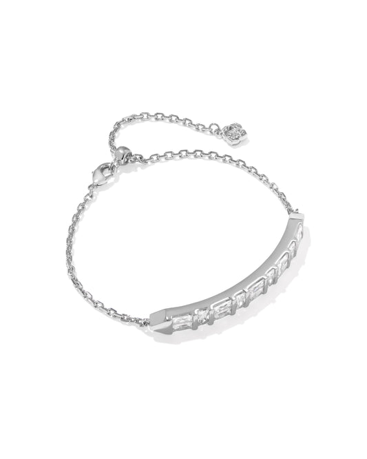 Jamie Delicate Chain Bracelet Silver White CZ
