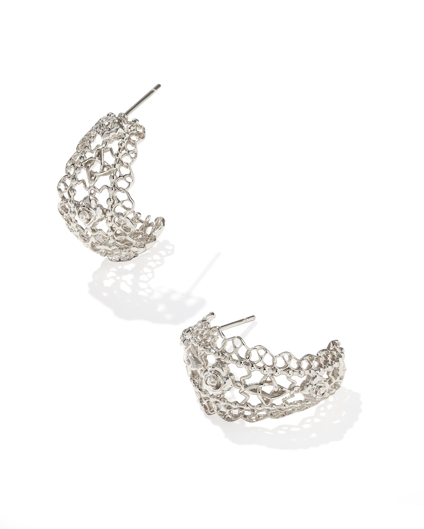 Krista Lace Huggie Earrings Silver