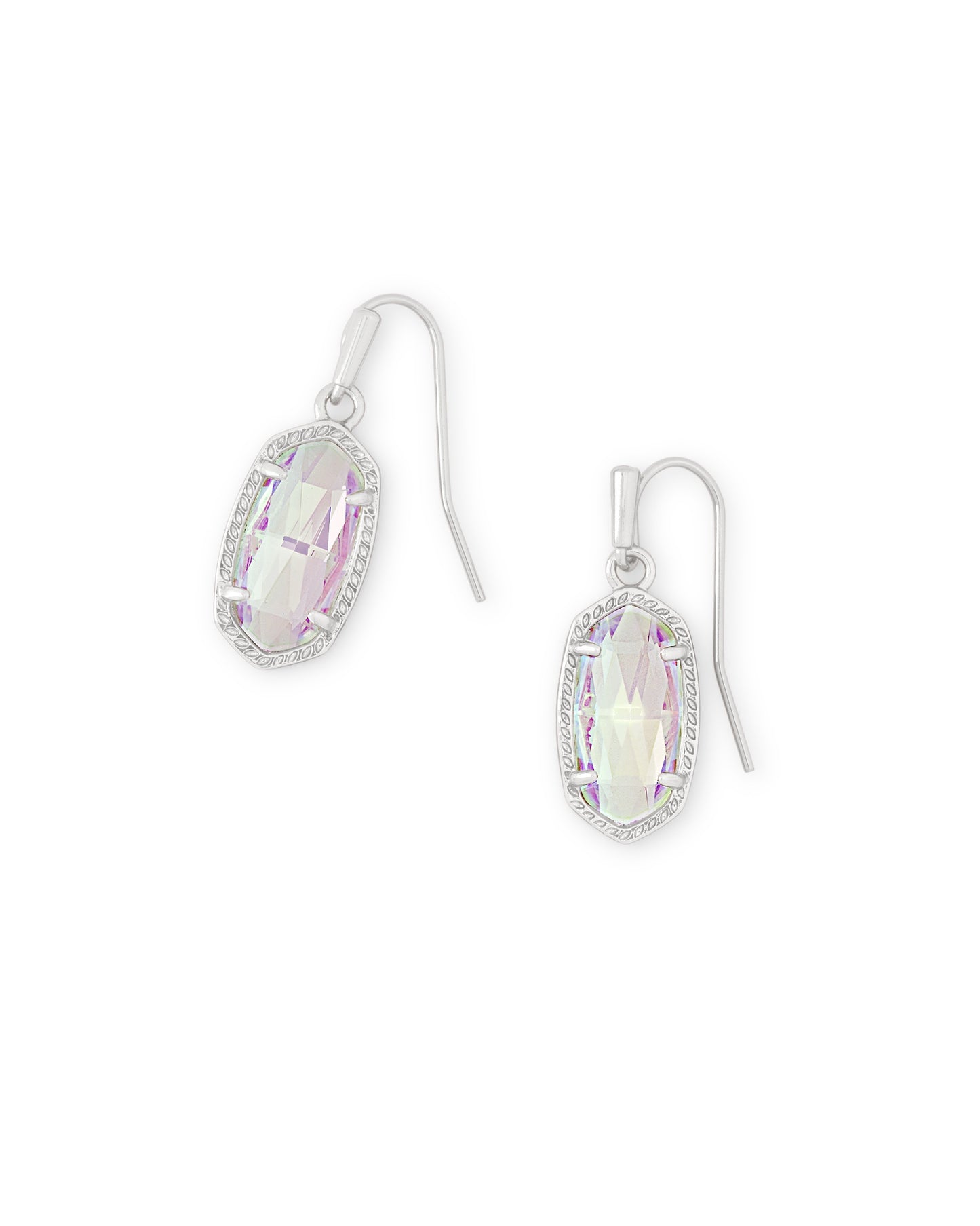 Lee Drop Earrings Silver Dichroic Glass